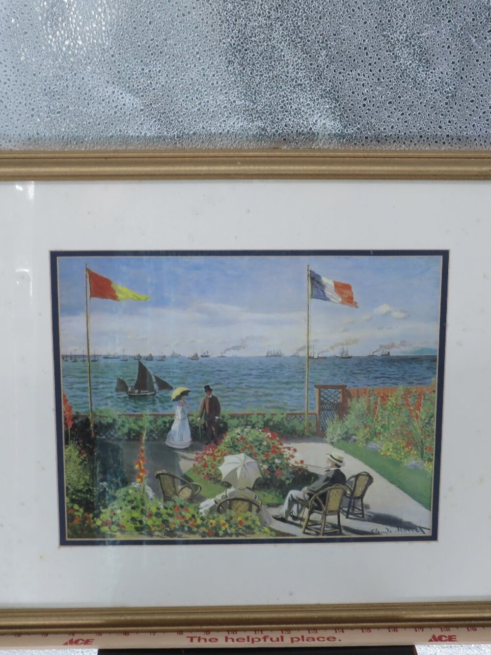 Claude Monet Garden at Sainte Adresse Framed Art Print Gold Frame Vintage 21x17